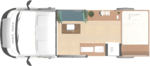 layout of a campervan conversion by SCC Conversions
