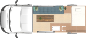 layout of a campervan conversion by SCC Conversions
