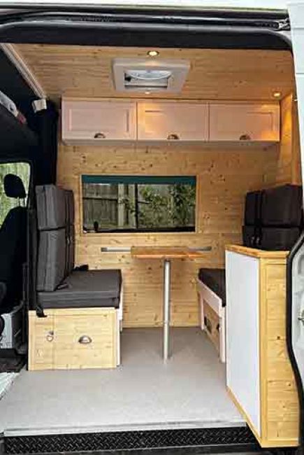 wood panelling in a campervan